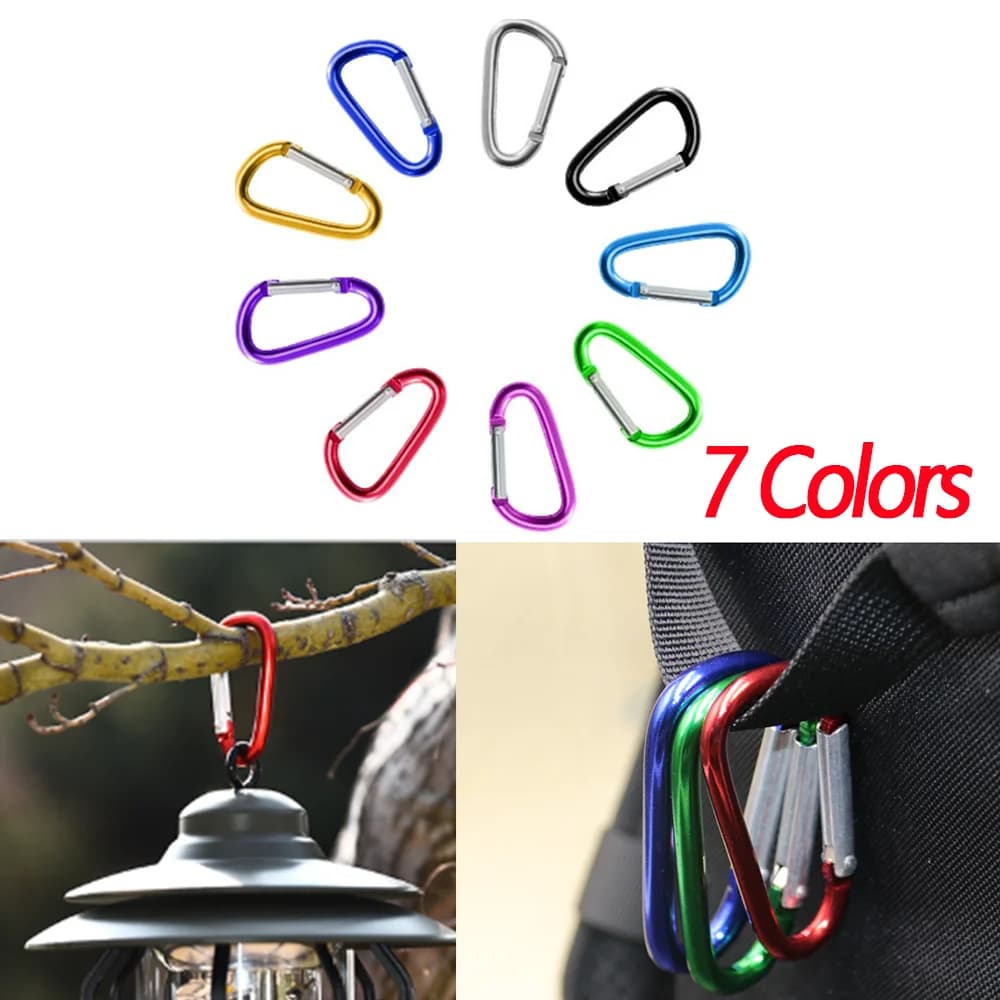 حلقة تسلق من الألومنيوم مع مشبك مفاتيح، أداة بقاء وتسلق للتخييم والمشي لمسافات طويلة