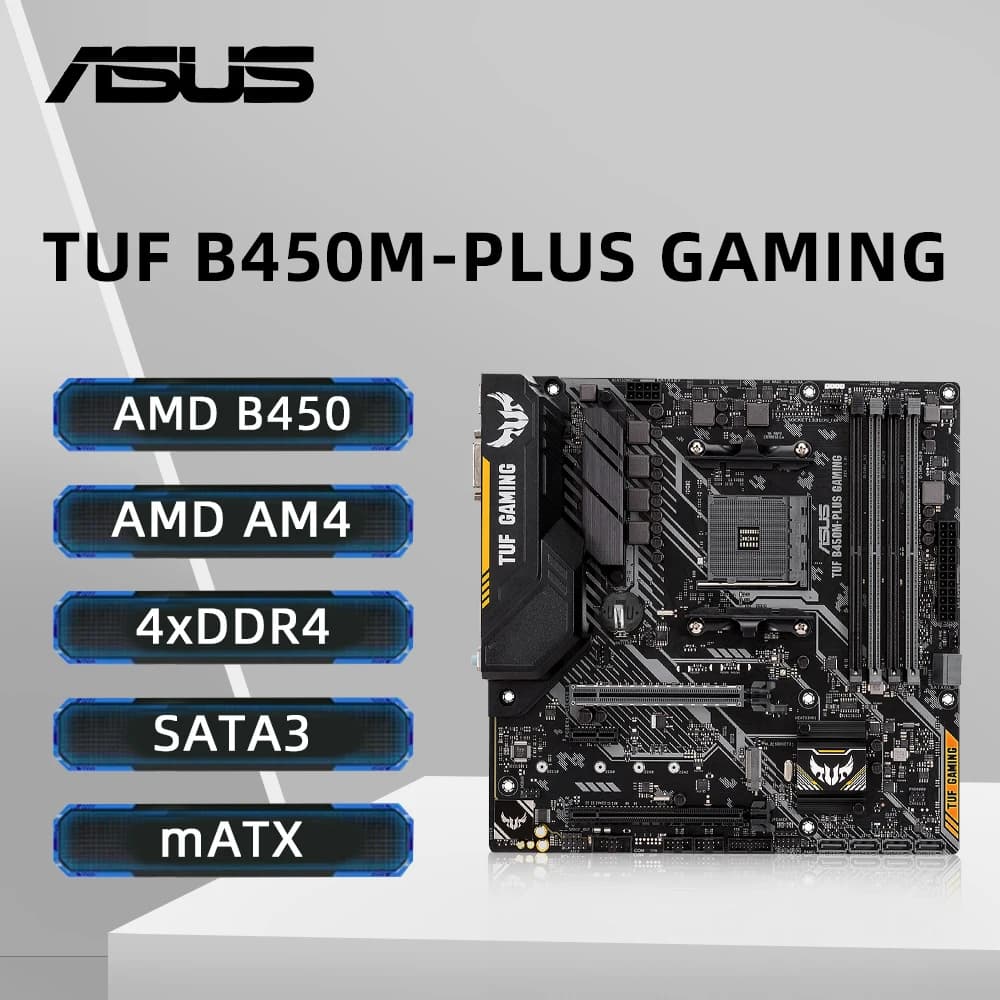 لوحة أم ASUS TUF B450M-PLUS GAMING AMD B450 AM4 تدعم R5 5600X 5600 3600 R7 5800X3D R9 5900X وحدة المعالجة المركزية SATA 6Gb/s HDMI M.2 mATX