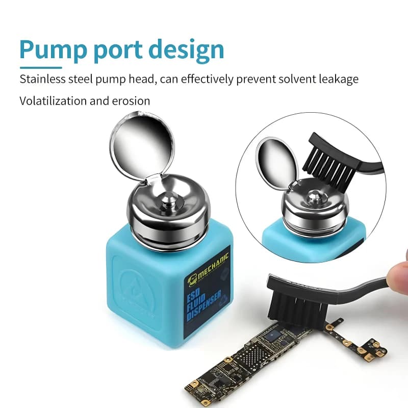 MECHANIC 180ml Metal Cap Liquid Alcohol Bottle Press Pumping ESD Fluid Dispenser Plastic Container For PCB Motherboard Cleaning - 4
