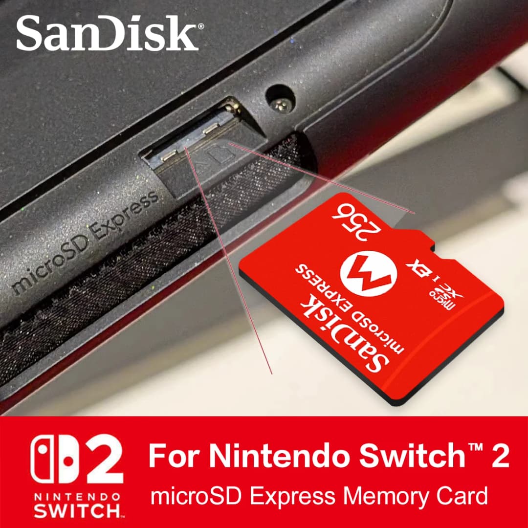 بطاقة ذاكرة SanDisk Professional Nintendo Switch 2 microSD EXPRESS بسعة 256 جيجابايت، بطاقة ذاكرة فلاش أصلية لجهاز الألعاب Switch2، بسرعة قصوى 880 ميجابايت - 3