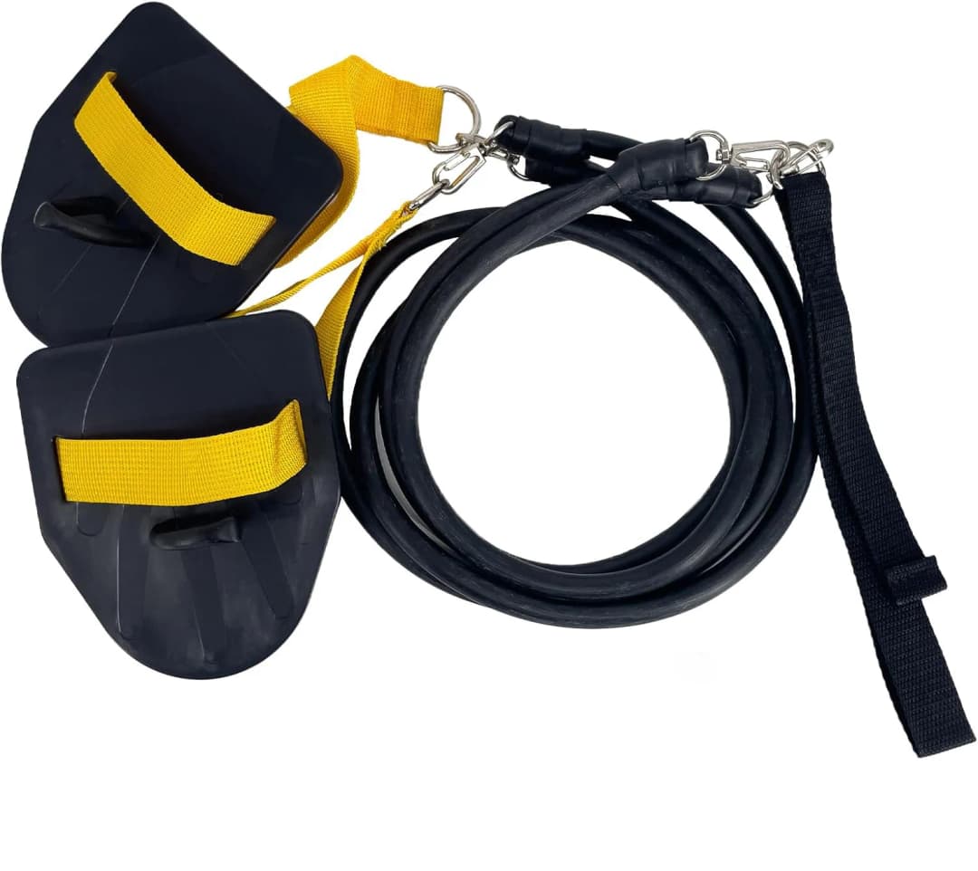 مجموعة أربطة مقاومة للسباحة مع مجاديف يد مقابض أربطة تمارين للنساء والرجال حبل مطاطي بطول 1.2 متر