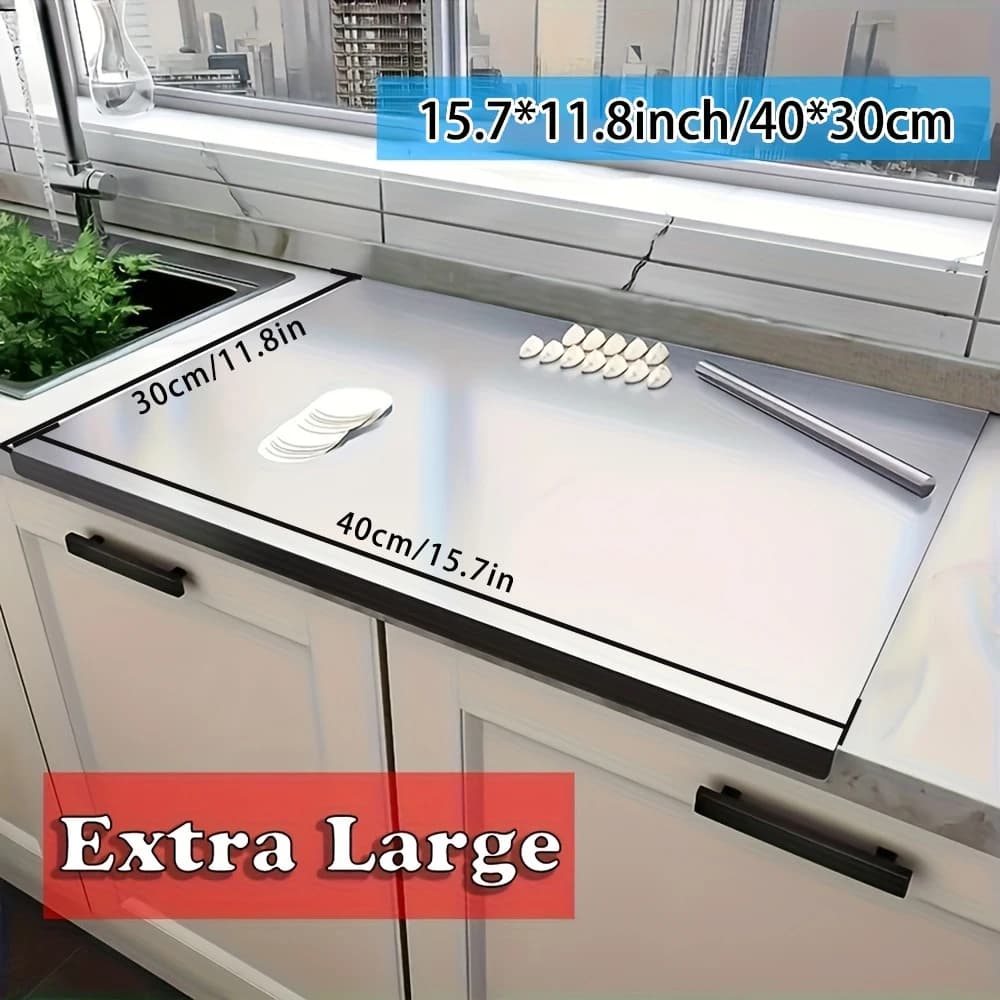 Stainless steel chopping board, metal noodle board and pastry board for kneading dough, suitable for kitchen and restaurant - 5