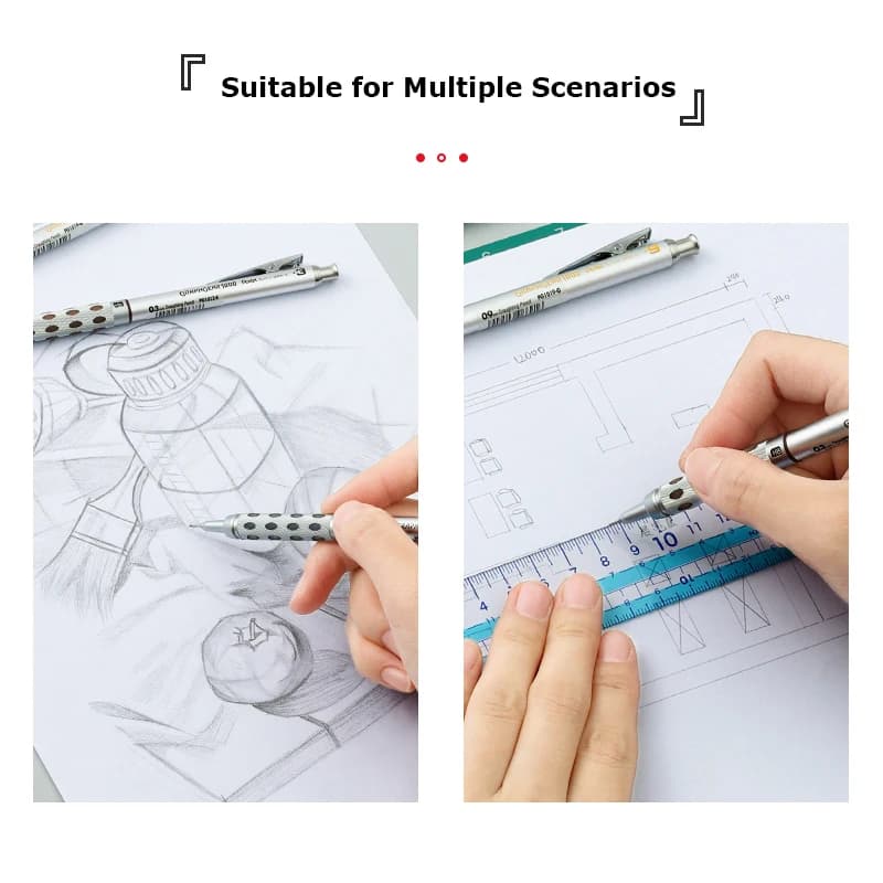 Japan Pentel Graphgear 1000 Metal Mechanical Pencil 0.3/0.5/0.7/0.9MM Low Center of Gravity Drawing Activity Pens Art Stationery - 2