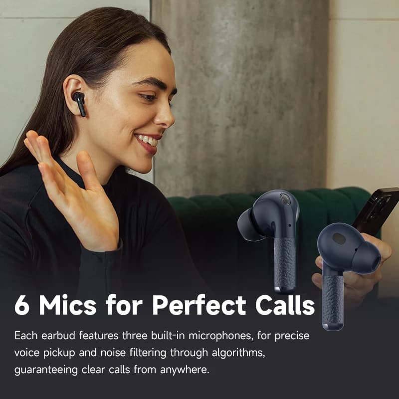 سماعات أذن لاسلكية Edifier W260NC مع إلغاء الضوضاء، بلوتوث 5.3، جودة صوت عالية الدقة LDAC، وقت تشغيل 32 ساعة، اتصال متعدد - 5