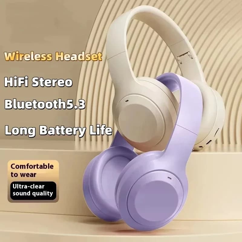 سماعات رأس M5 بلوتوث 5.3 لاسلكية، HiFi ستيريو، إلغاء الضوضاء، سماعات ألعاب، عقال قابلة للطي مع ميكروفون