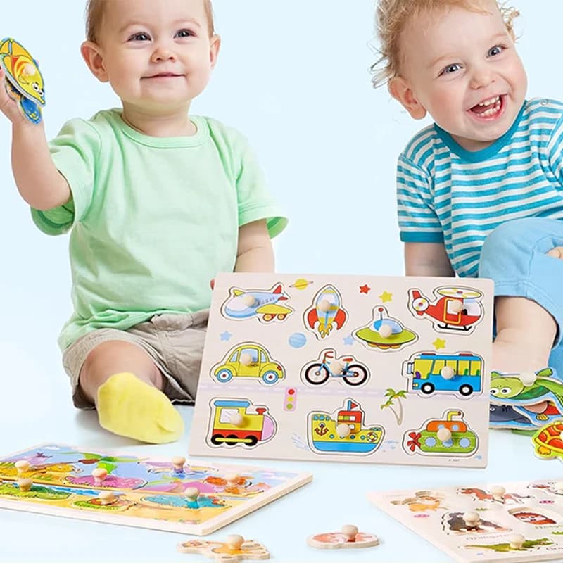  ﻿ مونتيسوري خشبية اليد انتزاع لوحات الطفل التعليمية الكرتون مركبة الحيوانات الفواكه ثلاثية الأبعاد الألغاز الاطفال التعليم المبكر اللعب TMZ ﻿ - 6
