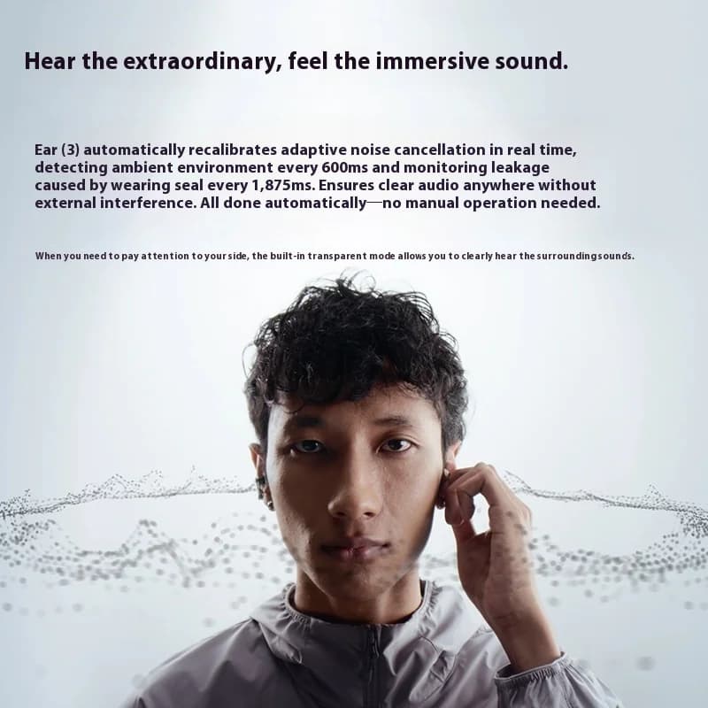 سماعات Nothing Ear (3) اللاسلكية بتقنية Bluetooth، تقليل الضوضاء 45dB، سماعات أذن محمولة ستيريو Hifi - 2