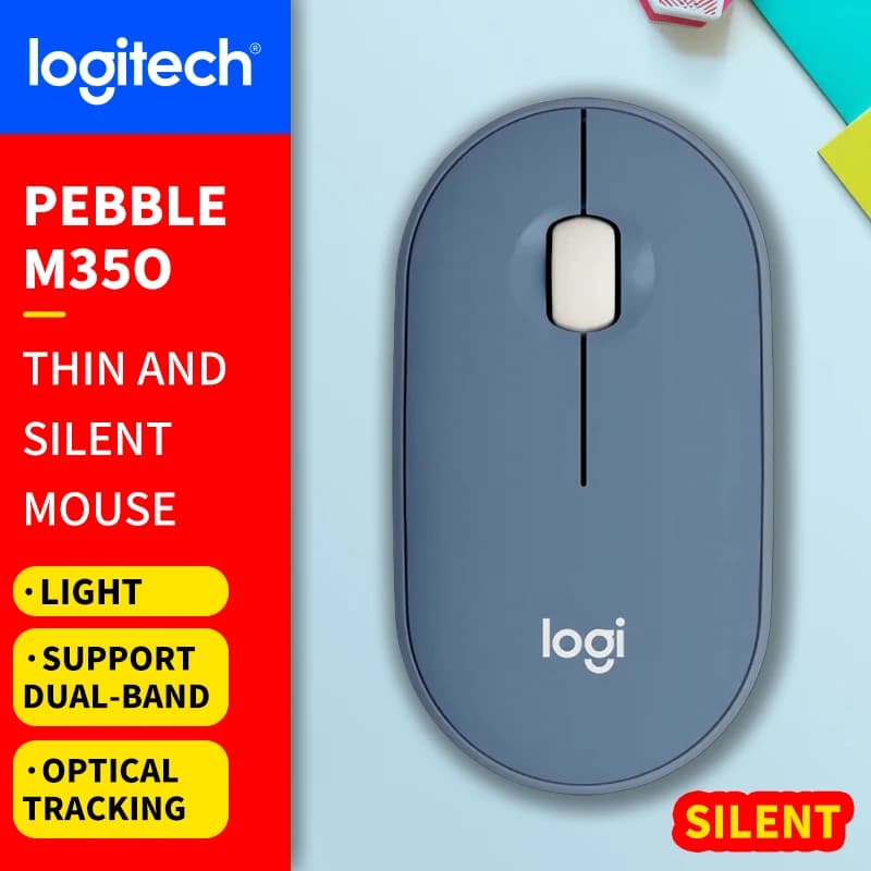 ماوس مكتبي لاسلكي وسلكي من Logitech (M) Series، هادئ ومحمول، مناسب للأعمال والمنزل M650 M350 M350P M185 - 5
