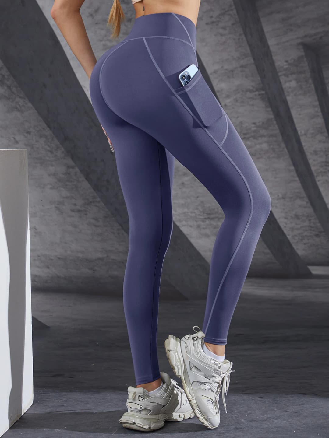 New High Waist Women's Leggings Stretch Yoga Pants Tights With Pockets Push Up Fitness Running Sportswear Solid Color Pants - 6