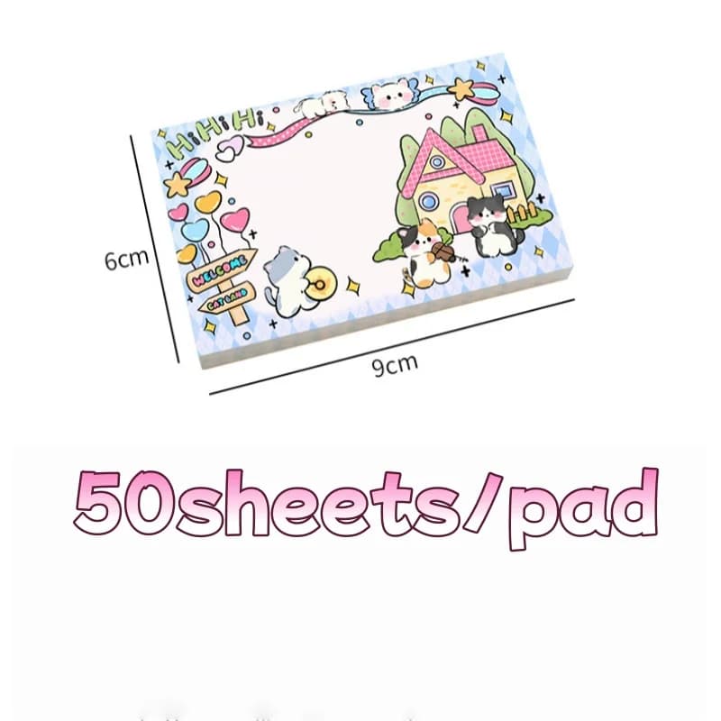 50/200/400sheets Cute Cat Sticky Note Cartoon Student Adhesive Stick Small Animal Stationery Sticker - 3