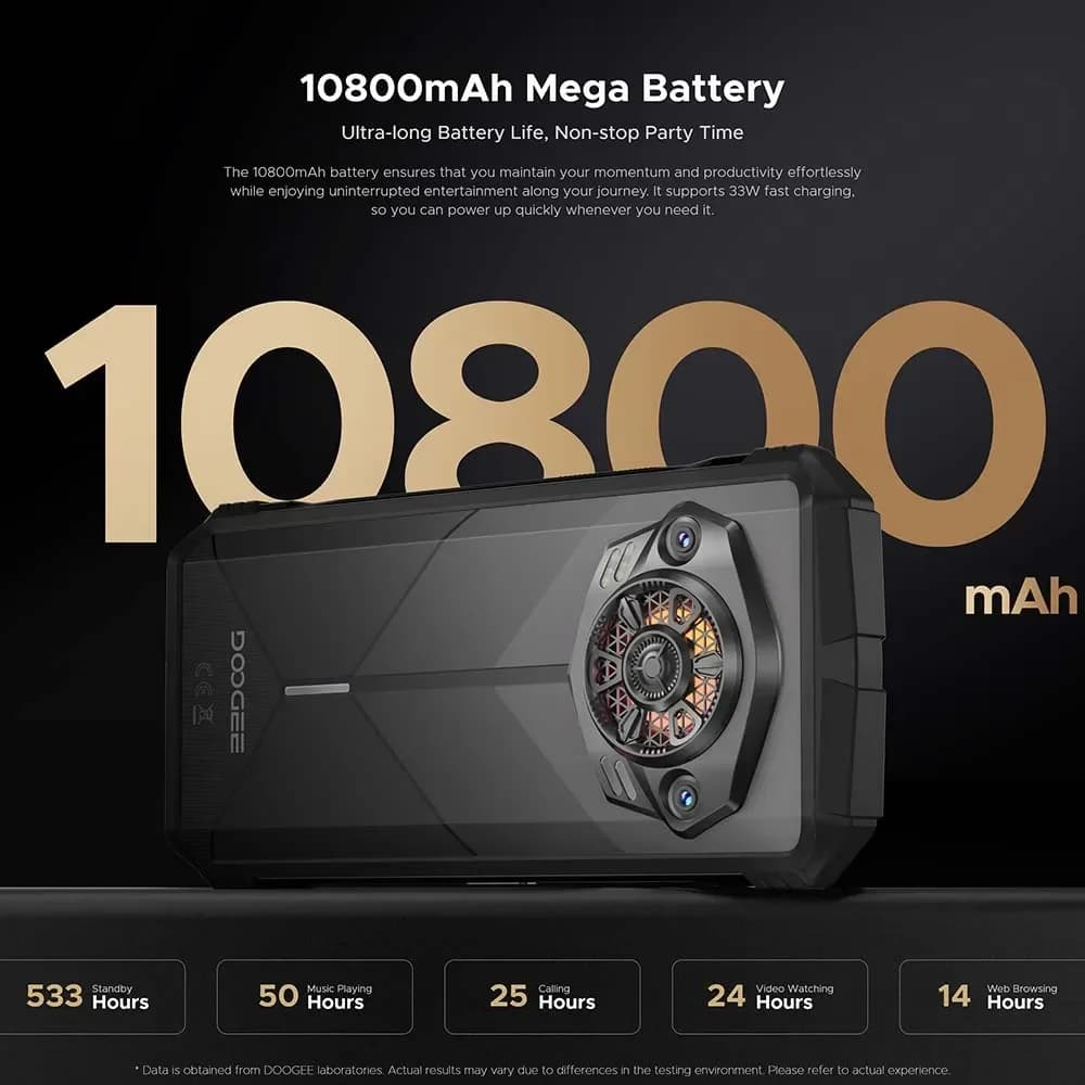 هاتف محمول DOOGEE S Punk متين إصدار عالمي أندرويد 14 شاشة 6.58 بوصة FHD+90Hz IPS 16GB (6+10) + 256GB بطارية 10800mAh كاميرا 50MP - 5