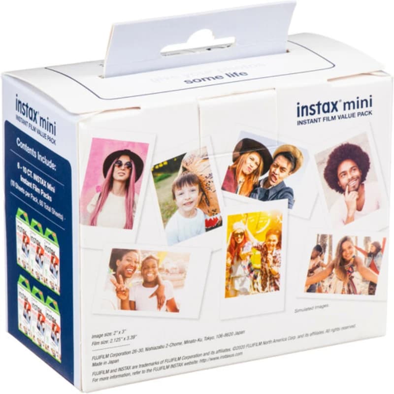 50/60 ورقة فيلم Fujifilm Instax Mini بحافة بيضاء لكاميرات Instax Mini 12 و11 و9 و8 و7s و70 و90 وSP-2 وLINk وLiPlay