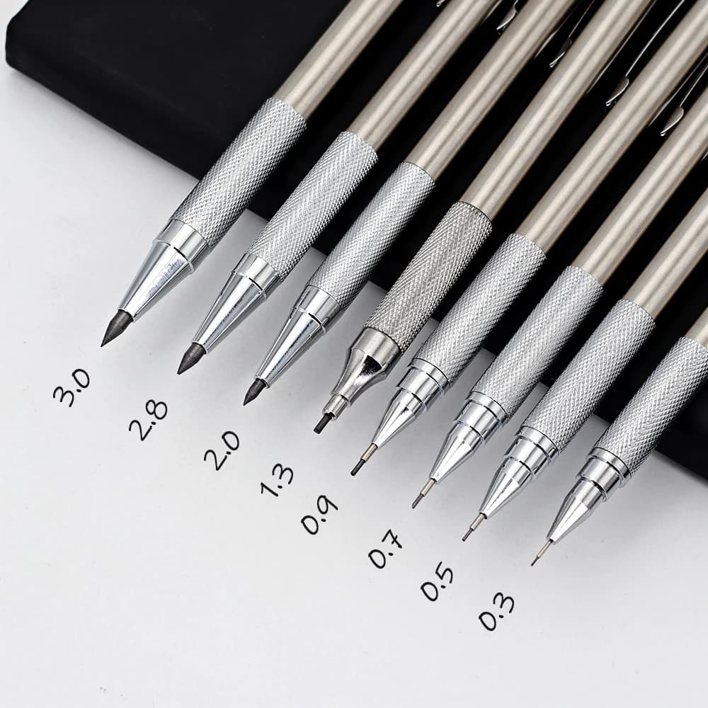 0.3/0.5/0.7/0.9/1.3/2.0mm Mechanical Pencil Set Art Drawing Painting Automatic Pencil with 2box Leads Office School Supply - 3