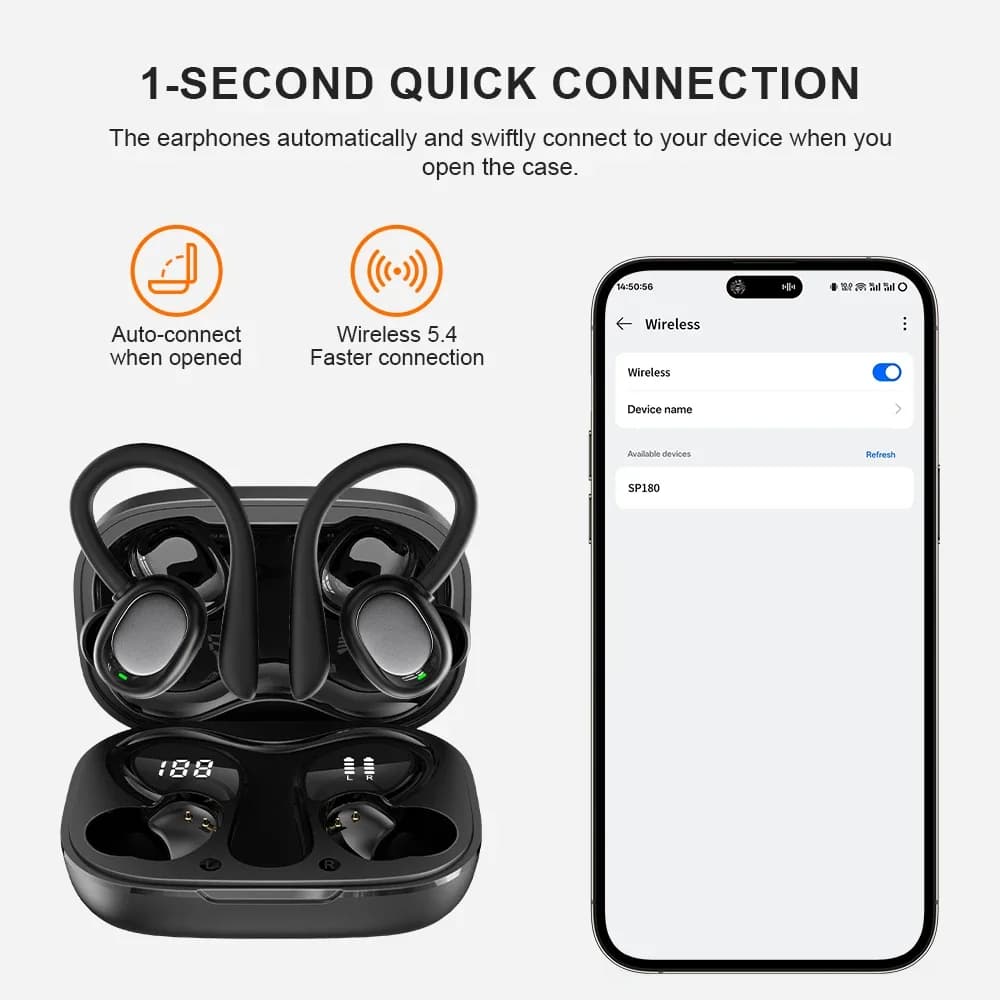 سماعات سوني SP180 اللاسلكية الأصلية TWS مع ميكروفون سماعات أذن رياضية ستيريو داخل الأذن بشاشة LED - 5