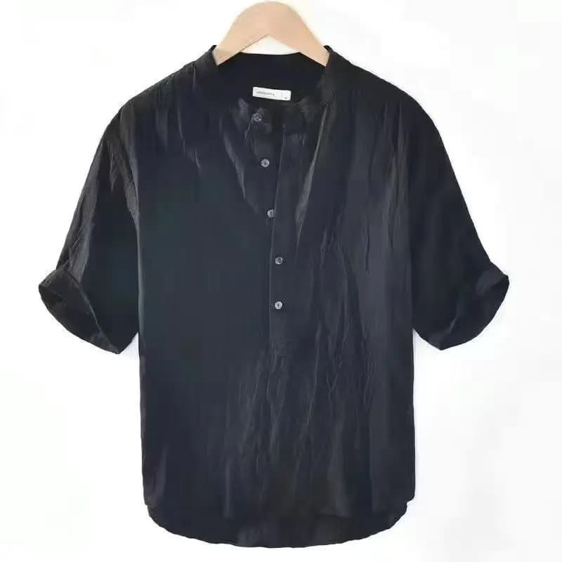 New Cotton Linen Shirts for Men Casual Shirts Lightweight  Short  Sleeve Henley Beach Shirts Hawaiian T Shirts for Men - 4
