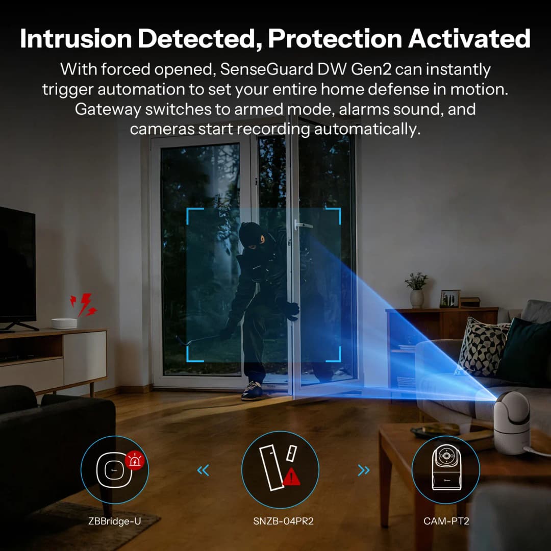 SONOFF SNZB-04PR2 SenseGuard DW Gen2 Zigbee Door/Window Sensor Active Security With Tamper Alerts Matter Bridge Via Apple Home - 2