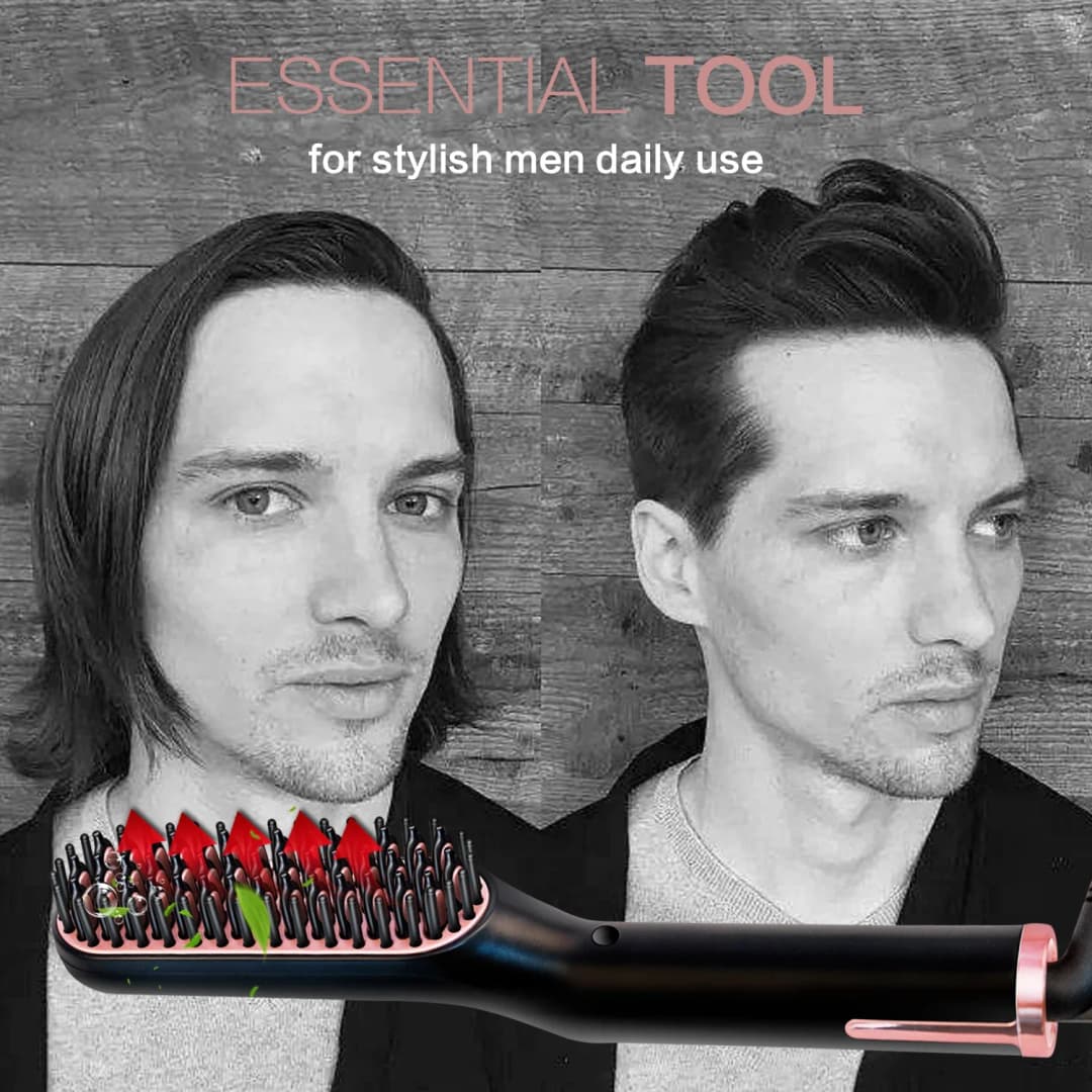 Men's Electric Beard Straightener Negative Ion Hair Straightening Brush Hair Straightener Wet & Dry Quick Styler - 5