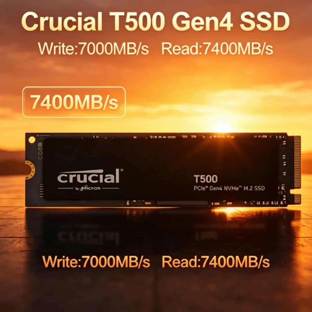 7300MB/s High Speed Crucial T500 1TB Gen4 NVMe M.2 SSD Gaming Internal Drive for PS5 Laptop PC CT1000T500SSD8 OEM