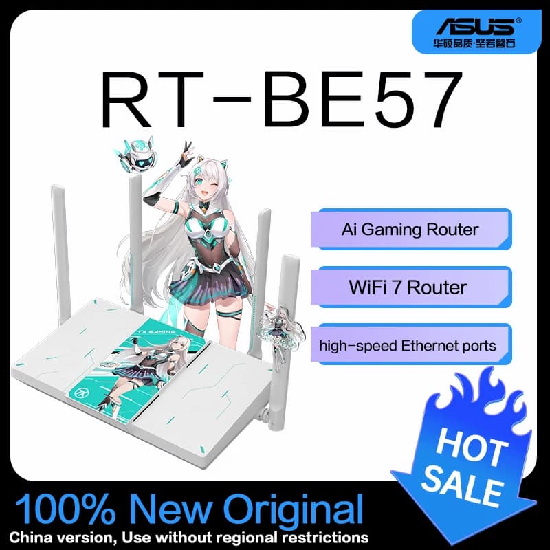 راوتر الألعاب ASUS RT-BE57 TUF Gaming WiFi7 بمنفذ 2.5G وتسريع لاسلكي AiMesh متوافق مع BE3600
