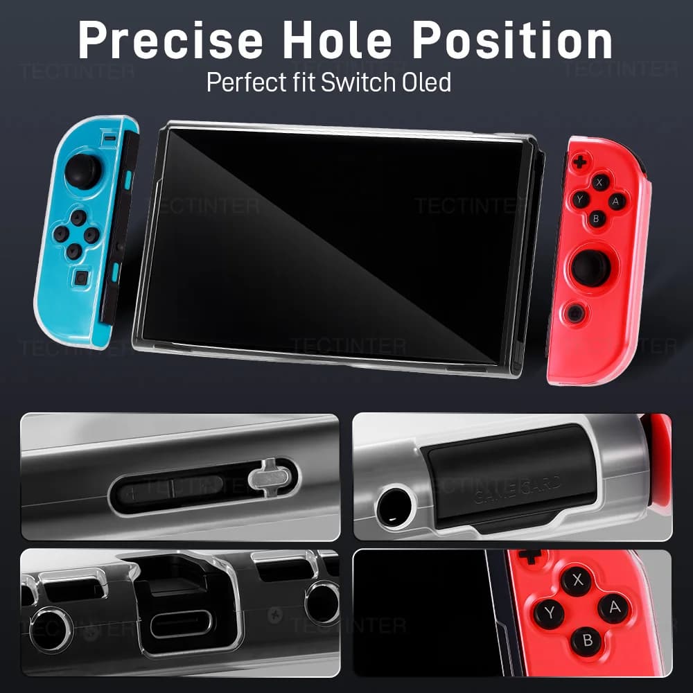غطاء حماية TPU لجهاز Nintendo Switch Oled، غطاء واقي مقسم، إطار شفاف، إكسسوارات حماية لجهاز الألعاب - 5