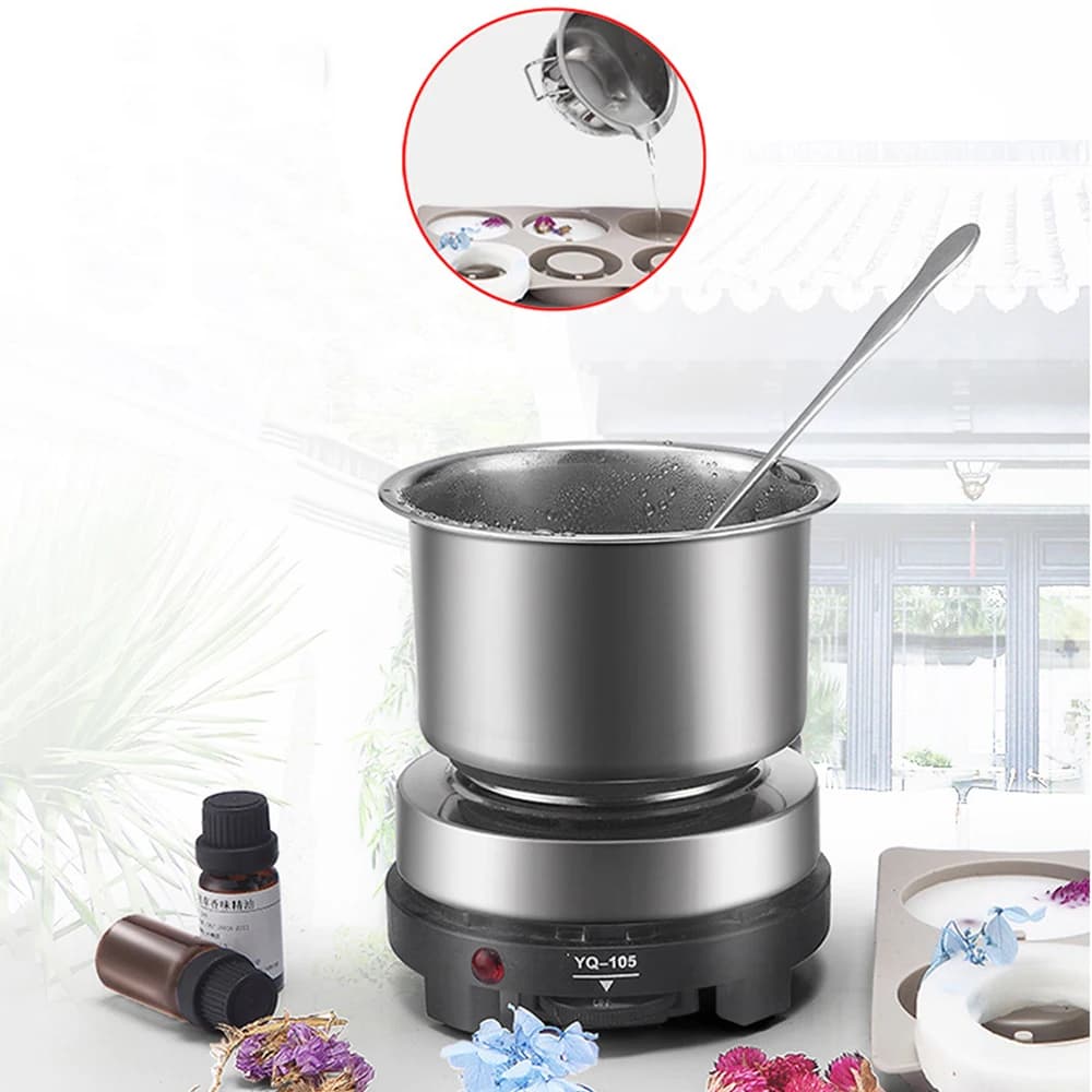 1 مجموعة شمعة صنع عدة صب وعاء شمعة صنع لوازم أدوات عدة لتقوم بها بنفسك شموع الشمع اليدوية مع لوح تسخين ذوبان الشمع - 5