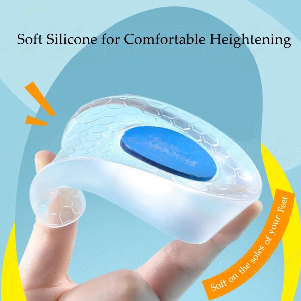 Silicone Height Increase Insoles for Men Women Shoes Inserts Invisible Heightening Insoles for Shoes Heel Lift Gel Foot Pads - 2