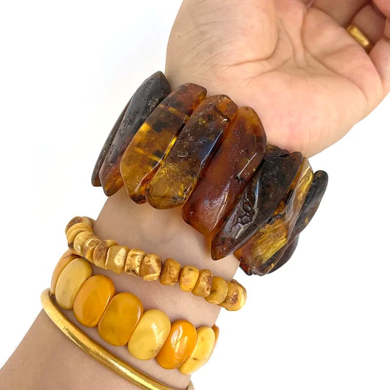 Yoowei البلطيق الطبي العنبر سوار للجنسين الأصلي اليدوية الأزياء Diy شفاء العنبر الأصفر مجوهرات اكسسوارات بالجملة - 2