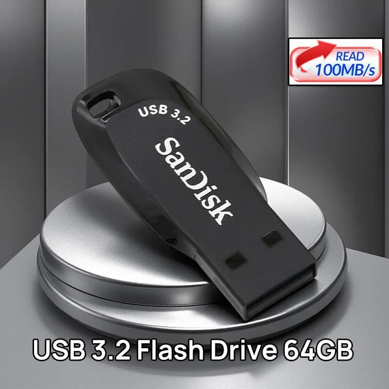 SanDisk USB 3.2 64GB USB Flash Drive CZ410، فلاش درايف، عصا ذاكرة سوداء، U Disk صغير، تخزين خارجي للابتوب
