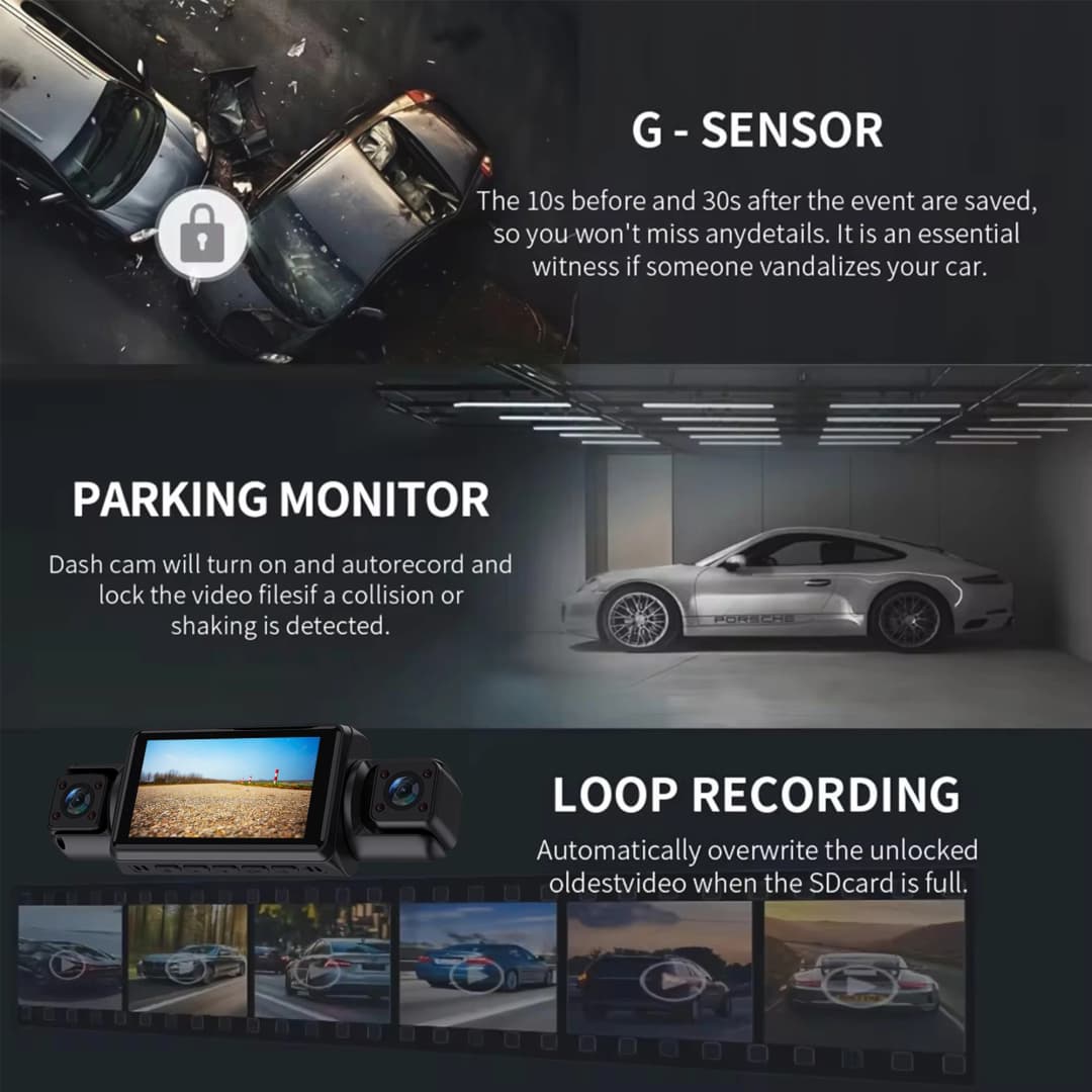 4Ch واي فاي داشكام كاميرا السيارة صندوق أسود القيادة DVR FHD 1080P الجبهة اليسرى اليمنى الخلفية للرؤية الليلية حلقة تسجيل هاردوير عدة - 6