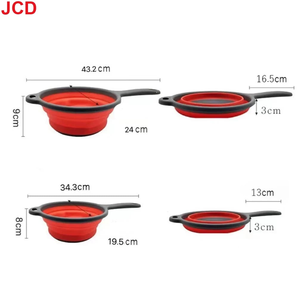 JCD 1pcs Fruit Vegetable Washing Basket Foldable Strainer Silicone Colander Dish Collapsible Drainer Filter Kitchen Storage Tool - 3