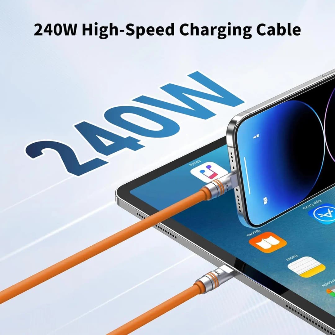 Hichain PD240W USB C Fast Charging Cable Soft Liquid Silicone Type to C Cable For iphone Laptop Tablets Earphones 1.2M/2M - 2