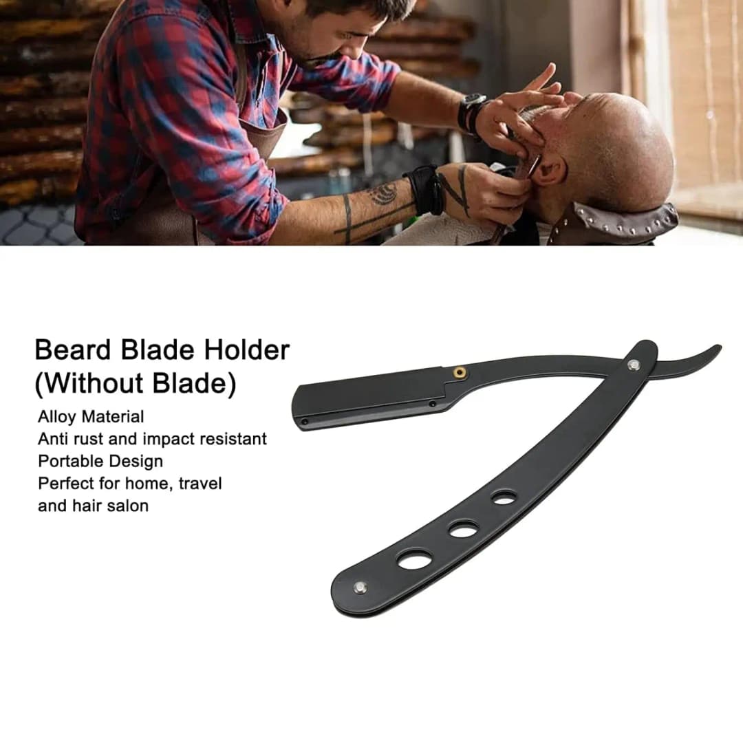 ماكينة حلاقة للرجال أدوات تشذيب اللحية ذات حافة مستقيمة سكين قابل للطي من الفولاذ المقاوم للصدأ آمن لإزالة الشعر - 5