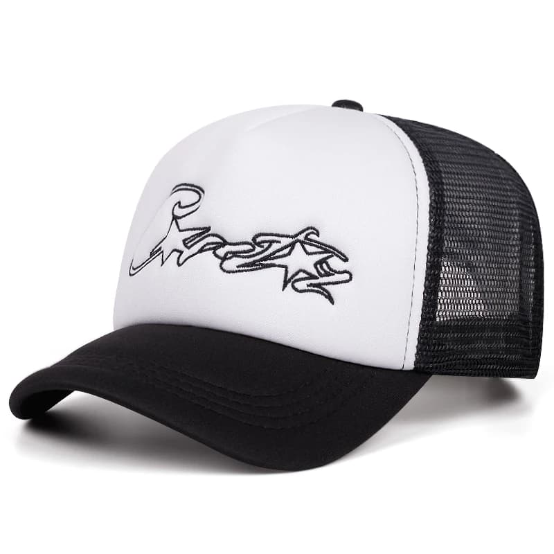 2025 Fashion Simple New Breathable Mesh Hat C Five pointed Star Embroidered Street Hip Hop Hat Daily Commuting Wear Baseball Hat - 3