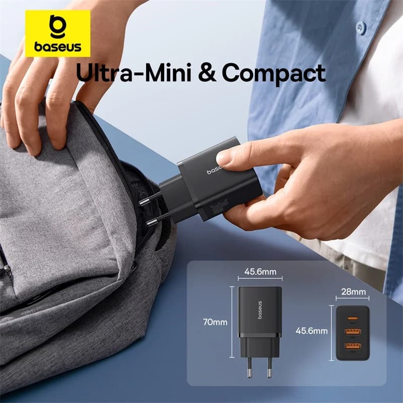 شاحن يو اس بي من بايسوس بقوة 30 واط QC3.0 PD3.0 Type C PD شحن سريع 3 منافذ شاحن هاتف سريع لهواتف آيفون 15 14 13Pro ماكس وشاومي وسامسونج - 5