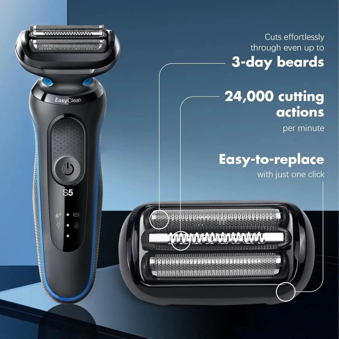 53B Replacement Head Compatible with Braun Series 5/6 Electric Shaver Razor 5018s, 5020s, 5031s, 5050cs, 6020s, 6072cc,Black - 2