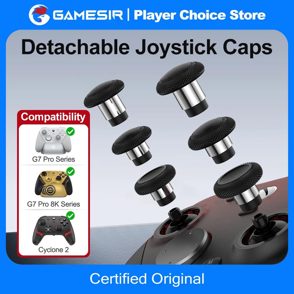 GameSir Joystick Caps for G7 Pro G7 Pro 8K Cyclone 2 Gamepad Accessories 3 Pairs Personalized Caps Smooth Steel Ring Control