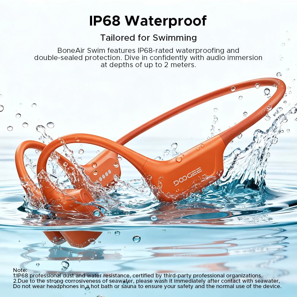 DOOGEE BoneAir Swim Bone Conduction Headphones Bluetooth 5.4 Wireless Ear Hooks Off Map Waterproof Ear phones for Outdoor Sports - 4