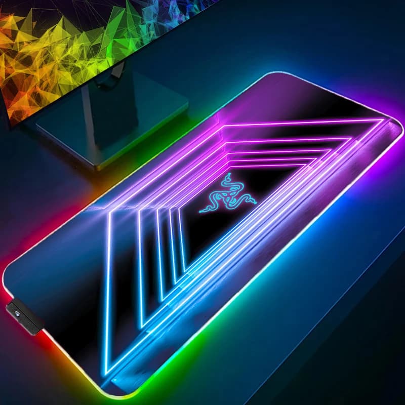 لوحة ماوس Razer RGB LED مع إكسسوارات كمبيوتر شخصي ولوحة ألعاب مطاطية غير قابلة للانزلاق ولوحة مفاتيح فاخرة - 4