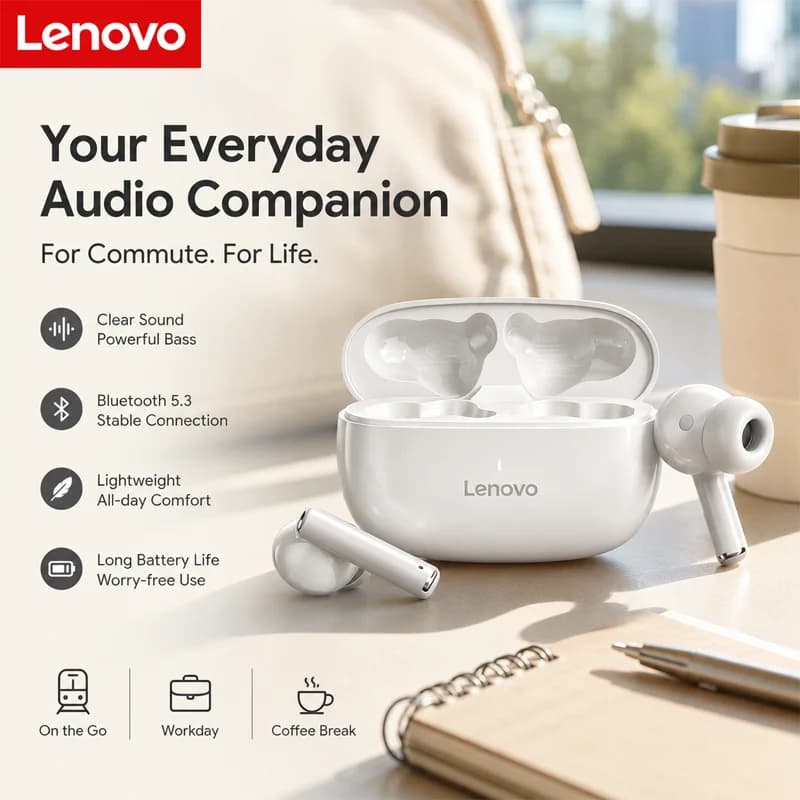 Lenovo TA210 TWS Wireless Bluetooth 5.3 Earphones Sports In-Ear Headset With Mic Gaming Low Latency Dual Mode Music Earbuds New