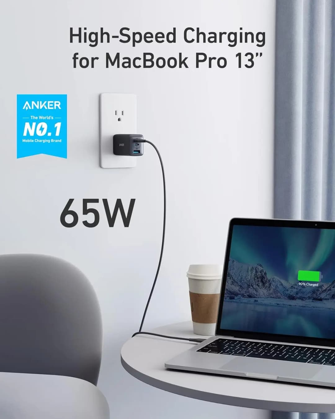 Anker 735 65W GaN Charger Nano II USB C Fast Charging 3-Port Fast Compact Foldable Wall For MacBook Pro/Air iPad Galaxy Switch - 2