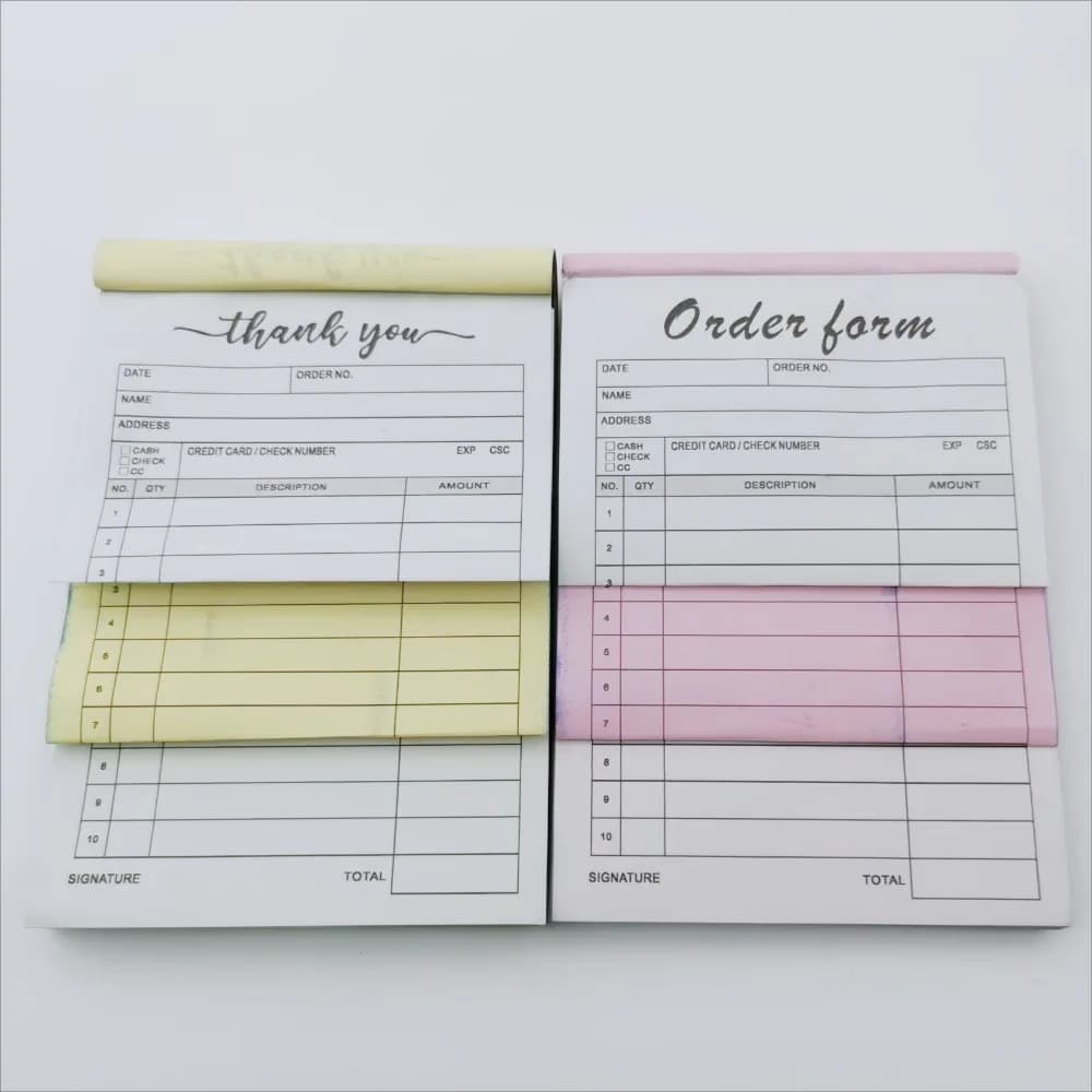 1/5 قطعة كتب إيصالات 'شكرًا لك' مع ورق مقوى، كتاب فاتورة مبيعات خالي من الكربون للأعمال الصغيرة، جزءين، مقاس 3.7 × 5.1 بوصة (مجموعة من 50)