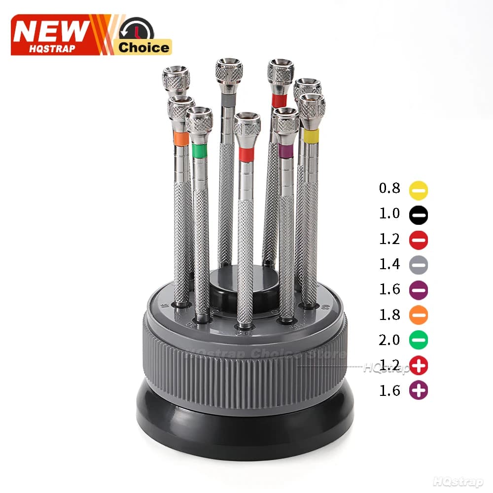 مجموعة مفكات دقيقة من الفولاذ المقاوم للصدأ 9 قطع عدة إصلاح الساعات لصانعي الساعات نظارات الساعة شفرة مسطحة أداة متنوعة - 2