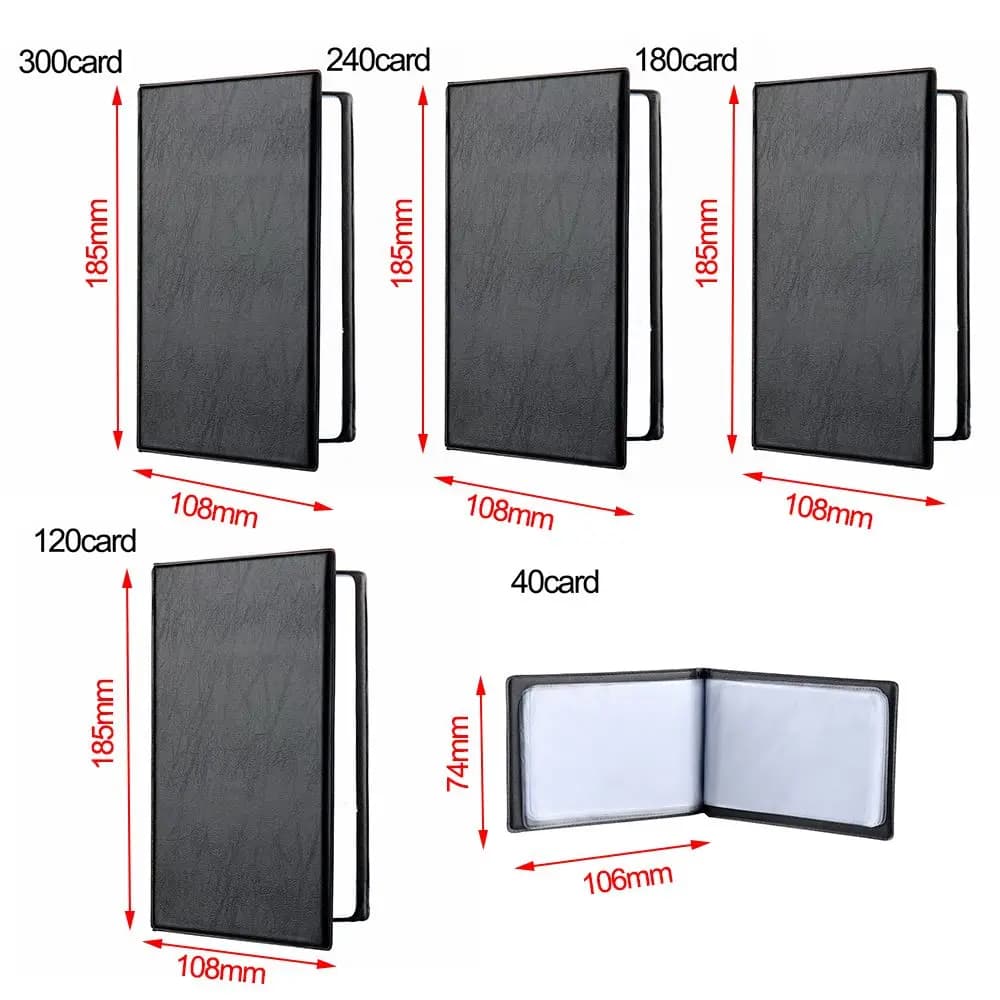 مجموعة بطاقات جلدية، ألبوم حامل بطاقات، كتب لـ 40/120/180/240/300 بطاقة ائتمان وبطاقة هوية، حاوية محفظة - 6