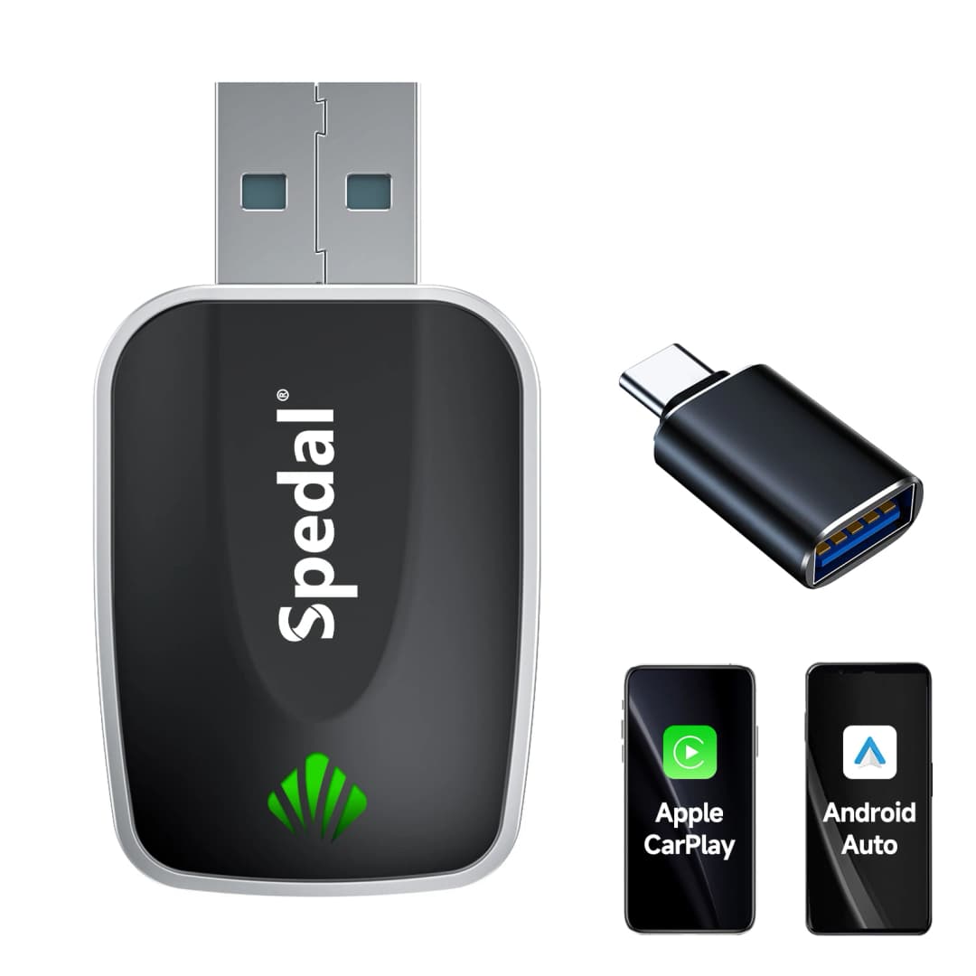 محول Spedal 2 في 1 من سلكي إلى لاسلكي CarPlay ومحول Android Auto لاسلكي توصيل وتشغيل
