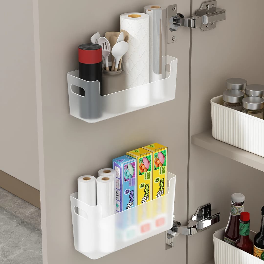 خزانة معلقة على الحائط مع صندوق تخزين باب، مصممة لخطافات الخزانة لأفلام التغليف، أكياس التخزين، أساسيات الحمام - 4