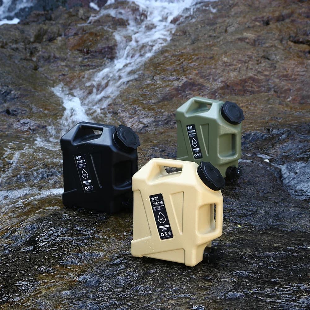 حاوية مياه تخييم 12 لتر دلو مياه خارجي سعة كبيرة حقيبة مياه محمولة صنبور قابل للفصل خزان مياه للنزهات - 3