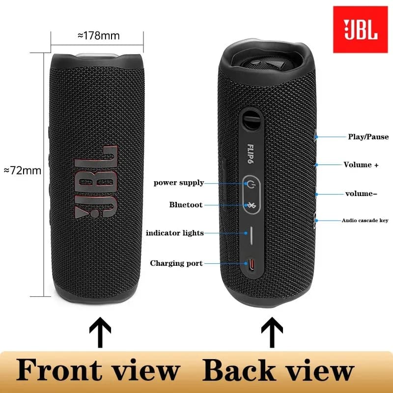 سماعة JBL Flip 6 ستيريو محمولة، مقاومة للماء IP67، باس عميق، عمر بطارية طويل، مشغل موسيقى للسفر - 3