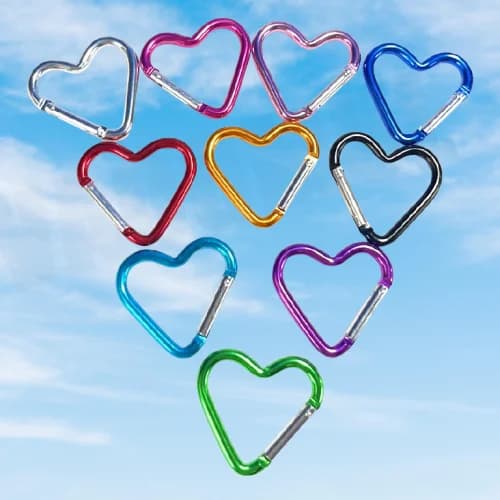 على شكل قلب حلقة تسلق من الألومنيوم المفاتيح كليب أدوات في الهواء الطلق زجاجة ماء كيرينغ هوك تسلق التخييم طقم السفر هوك ملحق - 2