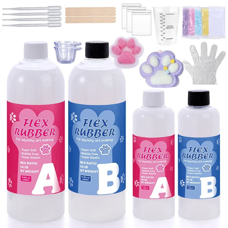 Taba Squishy Kit Liquid Silicone Gel Super Soft Squishy Kit 1:1 AB Ratio Resin Silicone for Molding Hamsters Cat Paws DIY - 2