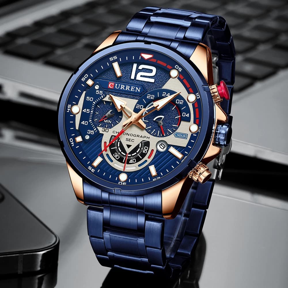 CURREN Casual Business Chronograph Waterproof Stainless Steel Watch Mens New Luxury Fashion Quartz Men wristwatch  часы мужские - 3